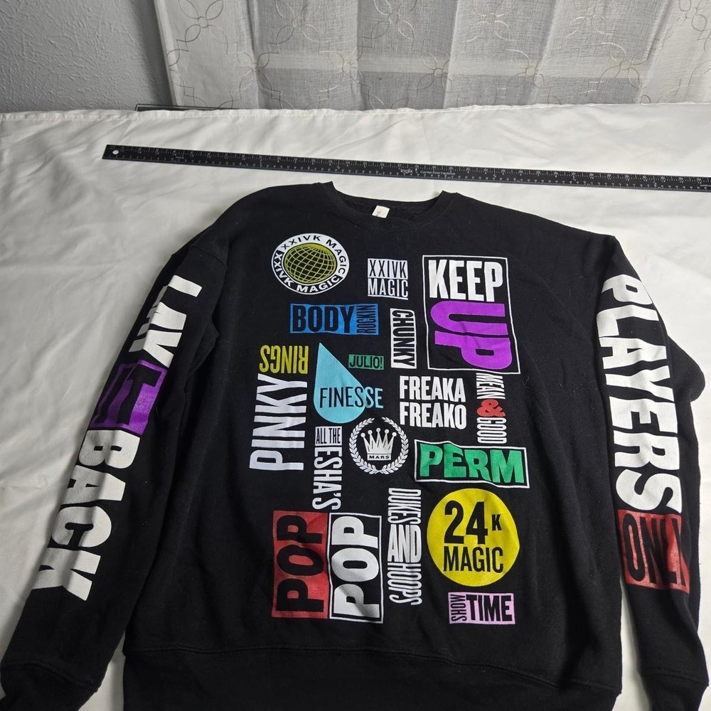 Bella Canvas Bruno Mars 24k Magic Tour Sweatshirt Women Medium Black Graphic